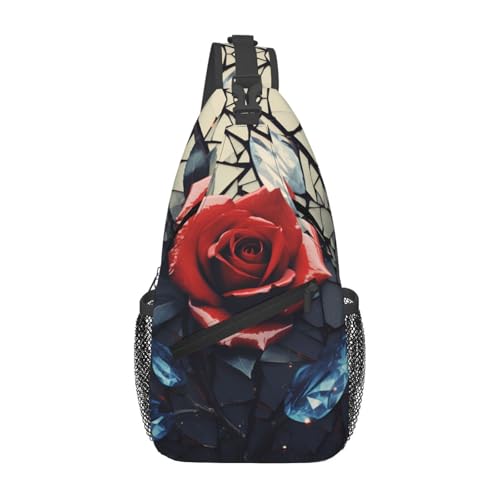 WZYWHJ Crystal Red Rose Printed Herren Casual Crossbody Brusttasche mit hoher Speicherkapazität und verstellbarem Schultergurt WZYWHJ Crystal Red Rose Printed Herren Casual Crossbody Brusttasche mit hoher Speicherkapazität und verstellbarem Schultergurt von WZYWHJ
