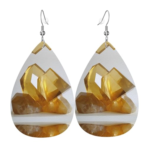 WZYWHJ Crystal Sculpture Prints Damen Leder Ohrringe Einfache Wassertropfen Anhänger Mode Urlaub Geschenk von WZYWHJ