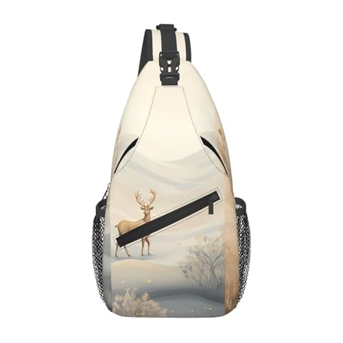 WZYWHJ Deer from a distance Printing Herren Casual Crossbody Brusttasche mit hoher Speicherkapazität und verstellbarem Schultergurt von WZYWHJ