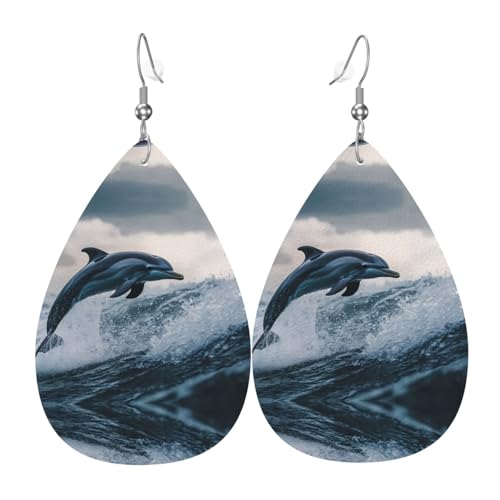 WZYWHJ Delphin Jumping Prints Damen Leder Ohrringe Einfache Wassertropfen Anhänger Mode Urlaub Geschenk WZYWHJ Delphin Jumping Prints Damen Leder Ohrringe Einfache Wassertropfen Anhänger Mode Urlaub Geschenk von WZYWHJ