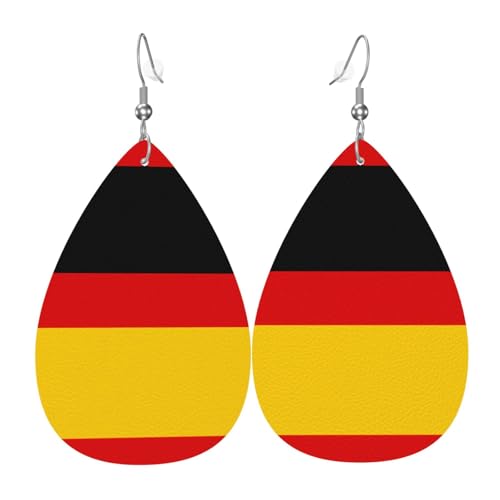 WZYWHJ Deutsche Flagge Bild Damen Leder Ohrringe Einfache Wassertropfen Anhänger Mode Urlaub Geschenk von WZYWHJ