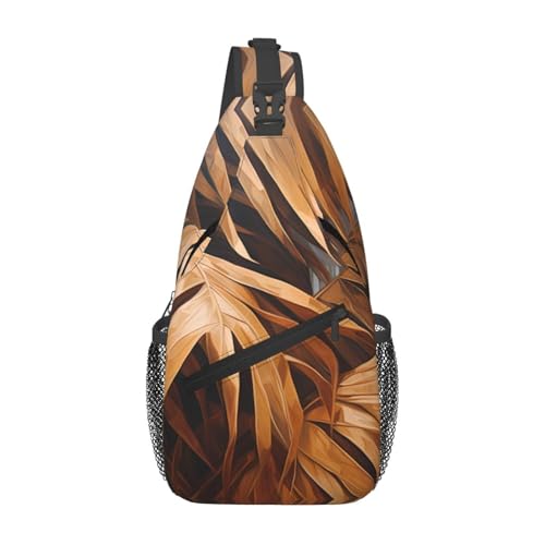 WZYWHJ Dunkelbraune Palmenblätter-Druck Herren Casual Crossbody Brusttasche mit hoher Speicherkapazität und verstellbarem Schultergurt WZYWHJ Dunkelbraune Palmenblätter-Druck Herren Casual Crossbody Brusttasche mit hoher Speicherkapazität und verstellbarem Schultergurt von WZYWHJ