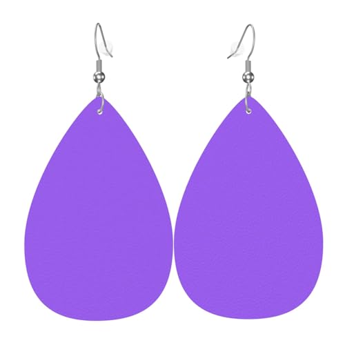 WZYWHJ Einfarbige hellviolette Damen-Leder-Ohrringe, einfacher Wassertropfen-Anhänger, modisches Urlaubsgeschenk von WZYWHJ