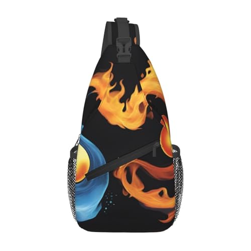 WZYWHJ Fire And Water Symbol Printed Herren Casual Crossbody Brusttasche mit hoher Speicherkapazität und verstellbarem Schultergurt von WZYWHJ
