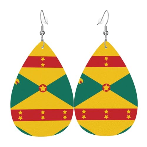 WZYWHJ Flagge von Grenada Prints Damen Leder Ohrringe Einfache Wassertropfen Anhänger Mode Urlaub Geschenk WZYWHJ Flagge von Grenada Prints Damen Leder Ohrringe Einfache Wassertropfen Anhänger Mode Urlaub Geschenk von WZYWHJ