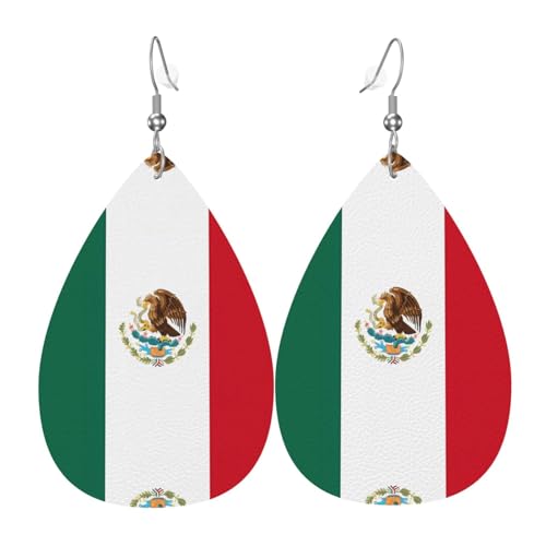 WZYWHJ Flagge von Mexiko Bild Damen Leder Ohrringe Einfache Wassertropfen Anhänger Mode Urlaub Geschenk von WZYWHJ