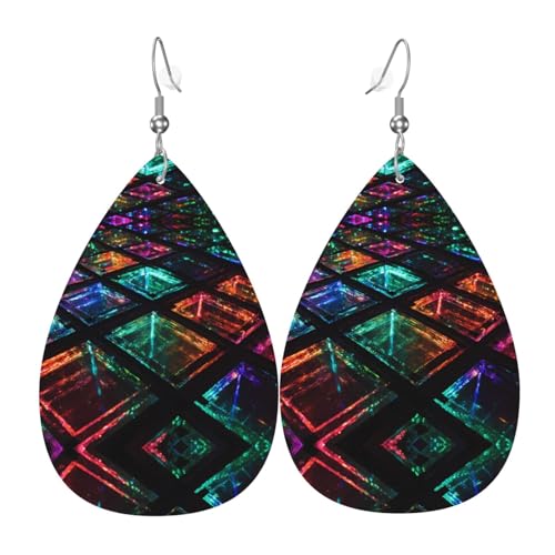 WZYWHJ Fluoreszierende Gitterdrucke Damen Leder Ohrringe Einfache Wassertropfen Anhänger Mode Urlaub Geschenk WZYWHJ Fluoreszierende Gitterdrucke Damen Leder Ohrringe Einfache Wassertropfen Anhänger Mode Urlaub Geschenk von WZYWHJ