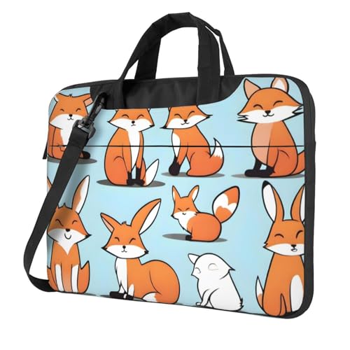 WZYWHJ Fox in Different Poses Printing Laptop Bag - With Soft Interior, Multiple Pockets - Ideal for Men, Travel and Business, Schwarz, 13 inch von WZYWHJ