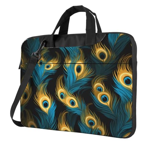 WZYWHJ Fresh Peacock Prints Laptoptasche – mit weicher Innenseite, mehreren Taschen – ideal für Herren, Reisen und Business, Schwarz, 14 Zoll WZYWHJ Fresh Peacock Prints Laptoptasche – mit weicher Innenseite, mehreren Taschen – ideal für Herren, Reisen und Business, Schwarz, 14 Zoll von WZYWHJ