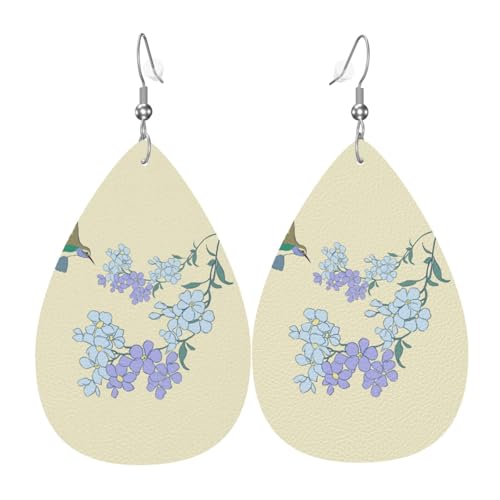 WZYWHJ Frische Orchideen Bild Damen Leder Ohrringe Einfache Wassertropfen Anhänger Mode Urlaub Geschenk von WZYWHJ