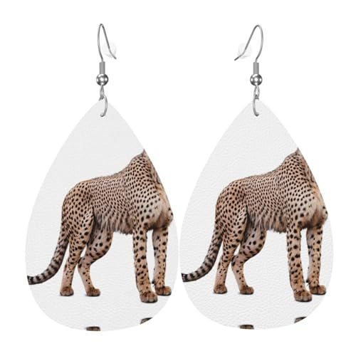 WZYWHJ Gepardenbild Damen Leder Ohrringe Einfache Wassertropfen Anhänger Mode Urlaub Geschenk von WZYWHJ
