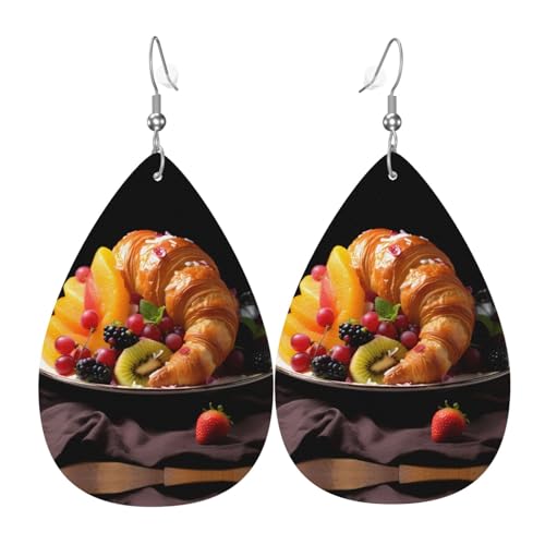 WZYWHJ Gesunde Fruchtcroissants Bild Damen Leder Ohrringe Einfache Wassertropfen Anhänger Mode Urlaub Geschenk von WZYWHJ