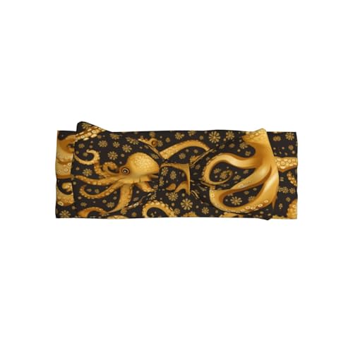 WZYWHJ Goldener Oktopus-Bild mit Babyschleife und elastischem, weichem Haarschmuck für Neugeborene und Mädchen von WZYWHJ