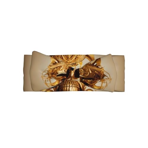 WZYWHJ Goldener Totenkopf-Bild mit Babyschleife und elastischem, weichem Haarschmuck für Neugeborene und Mädchen von WZYWHJ