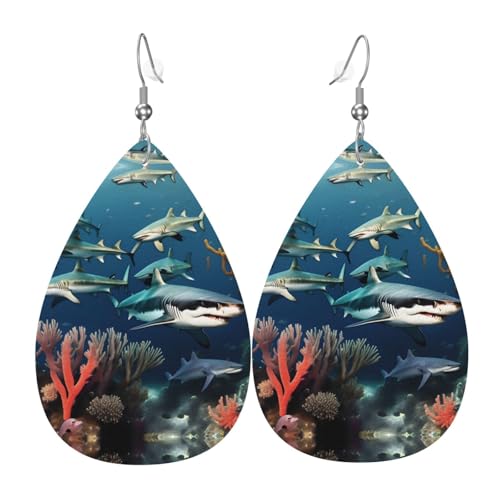 WZYWHJ Haie unter dem Meer Prints Damen Leder Ohrringe Einfache Wassertropfen Anhänger Mode Urlaub Geschenk WZYWHJ Haie unter dem Meer Prints Damen Leder Ohrringe Einfache Wassertropfen Anhänger Mode Urlaub Geschenk von WZYWHJ