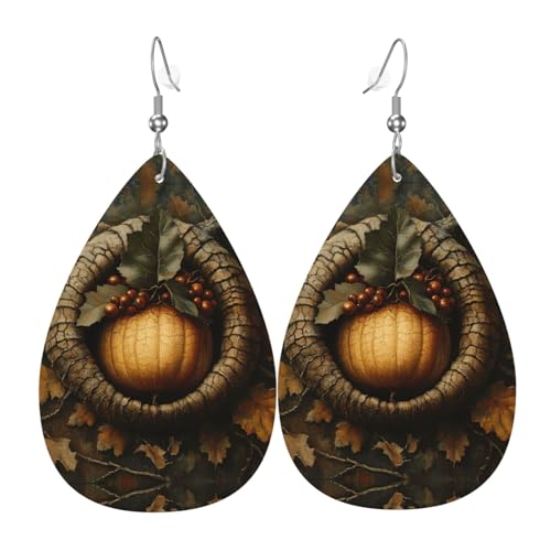 WZYWHJ Harte Tannenzapfen Bild Damen Leder Ohrringe Einfache Wassertropfen Anhänger Mode Urlaub Geschenk von WZYWHJ
