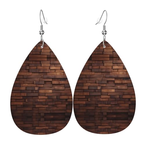 WZYWHJ Holzpaneele Hintergrundbild Damen Leder Ohrringe Einfache Wassertropfen Anhänger Mode Urlaub Geschenk von WZYWHJ