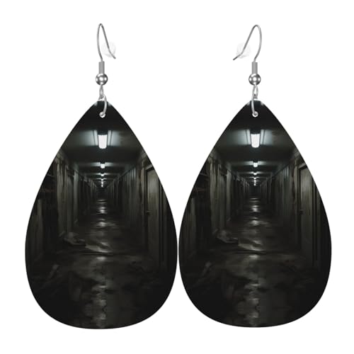 WZYWHJ Horrible Korridor Bild Damen Leder Ohrringe Einfache Wassertropfen Anhänger Mode Urlaub Geschenk von WZYWHJ