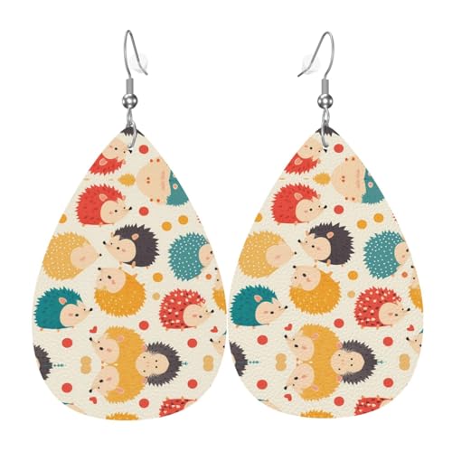 WZYWHJ Igel Polkadot Bild Damen Leder Ohrringe Einfache Wassertropfen Anhänger Mode Urlaub Geschenk von WZYWHJ