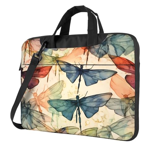 WZYWHJ Ink Libelle Prints Laptoptasche – mit weichem Innenfutter, mehreren Taschen – ideal für Männer, Reisen und Business, Schwarz, 13 inch WZYWHJ Ink Libelle Prints Laptoptasche – mit weichem Innenfutter, mehreren Taschen – ideal für Männer, Reisen und Business, Schwarz, 13 inch von WZYWHJ