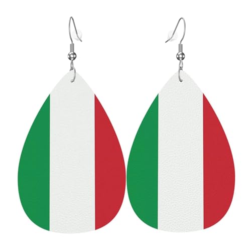WZYWHJ Italienische Flagge, Bild, Damen-Leder-Ohrringe, einfacher Wassertropfen-Anhänger, modisches Urlaubsgeschenk von WZYWHJ