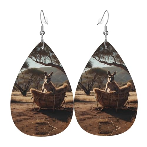 WZYWHJ Kangaroo Cradle Picture Damen Leder Ohrringe Einfache Wassertropfen Anhänger Mode Urlaub Geschenk von WZYWHJ