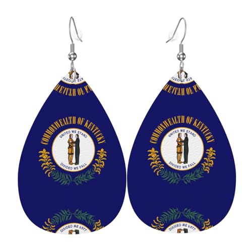WZYWHJ Kentucky Staatsflagge Bild Damen Leder Ohrringe Einfache Wassertropfen Anhänger Mode Urlaub Geschenk von WZYWHJ