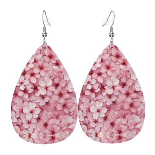 WZYWHJ Kirschblütenblätter Bild Damen Leder Ohrringe Einfache Wassertropfen Anhänger Mode Urlaub Geschenk von WZYWHJ