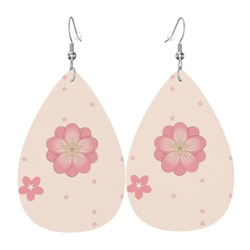 WZYWHJ Kleine Kirschblüten Bild Damen Leder Ohrringe Einfache Wassertropfen Anhänger Mode Urlaub Geschenk von WZYWHJ