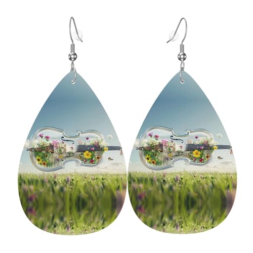 WZYWHJ Kristall Cello Bild Damen Leder Ohrringe Einfache Wassertropfen Anhänger Mode Urlaub Geschenk von WZYWHJ