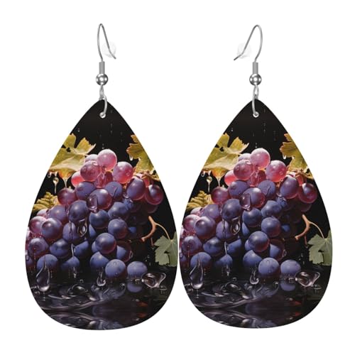 WZYWHJ Kristallklare Trauben Bild Damen Leder Ohrringe Einfache Wassertropfen Anhänger Mode Urlaub Geschenk von WZYWHJ