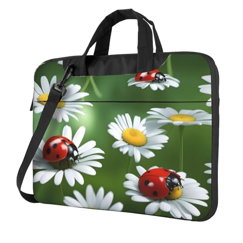 WZYWHJ Ladybug on Daisy Flower Prints Laptoptasche – mit weichem Innenfutter, mehreren Taschen – ideal für Männer, Reisen und Business, Schwarz, 13 Zoll WZYWHJ Ladybug on Daisy Flower Prints Laptoptasche – mit weichem Innenfutter, mehreren Taschen – ideal für Männer, Reisen und Business, Schwarz, 13 Zoll von WZYWHJ