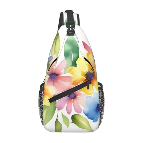 WZYWHJ Lässige Crossbody-Brusttasche für Herren mit Blumen- und Blattdruck, hohe Speicherkapazität und verstellbarem Schulterriemen von WZYWHJ