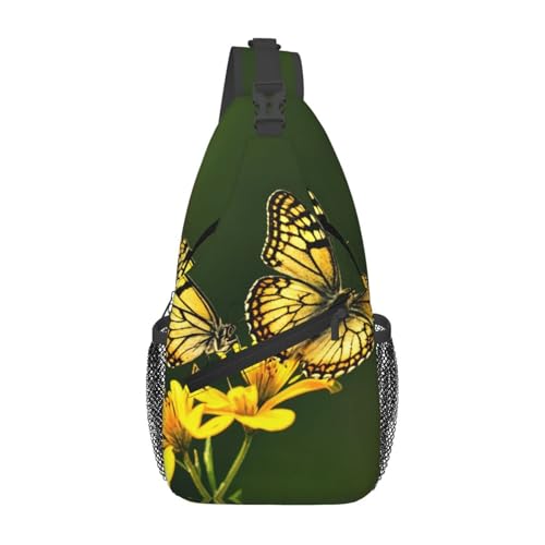 WZYWHJ Lässige Crossbody-Brusttasche mit gelbem Schmetterlingsdruck für Herren, hohe Speicherkapazität und verstellbarem Schultergurt WZYWHJ Lässige Crossbody-Brusttasche mit gelbem Schmetterlingsdruck für Herren, hohe Speicherkapazität und verstellbarem Schultergurt von WZYWHJ