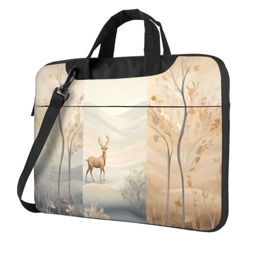 WZYWHJ Laptoptasche, 33 cm (13 Zoll), Hirsch aus der Ferne, bedruckt, mit weichem Innenfutter, mehreren Taschen, ideal für Männer, Reisen und Business von WZYWHJ