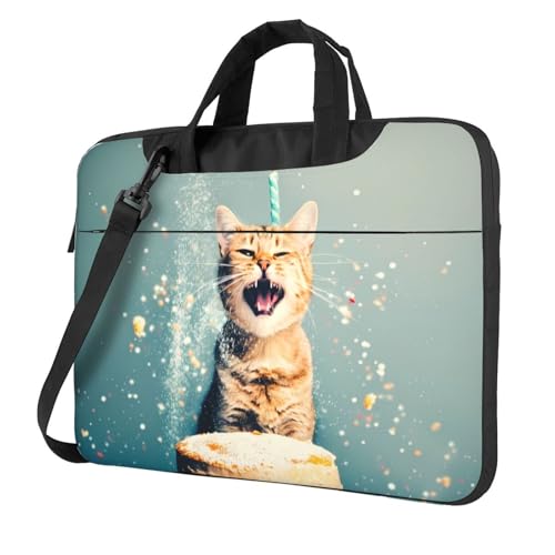 WZYWHJ Laptoptasche, 33 cm (13 Zoll), Motiv: Cake Battle Cat – mit weichem Innenfutter, mehreren Taschen – ideal für Männer, Reisen und Business von WZYWHJ