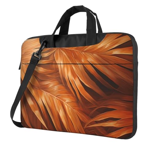 WZYWHJ Laptoptasche, 33 cm (13 Zoll), dunkelgelbe Blätter, bedruckt, mit weichem Innenfutter, mehreren Taschen, ideal für Herren, Reisen und Business von WZYWHJ