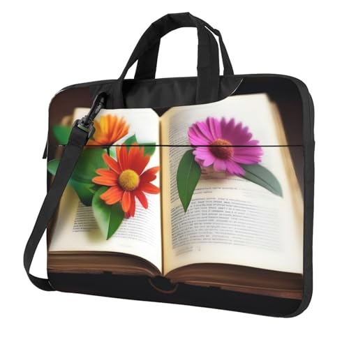 WZYWHJ Laptoptasche, 35,6 cm (14 Zoll), Blumen in einem Buchdruck, mit weichem Innenfutter, mehreren Taschen, ideal für Männer, Reisen und Business von WZYWHJ