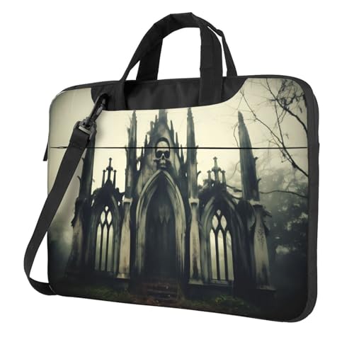 WZYWHJ Laptoptasche, 35,6 cm (14 Zoll), Motiv: antikes Skelettschloss, mit weichem Innenfutter, mehreren Taschen, ideal für Männer, Reisen und Business von WZYWHJ