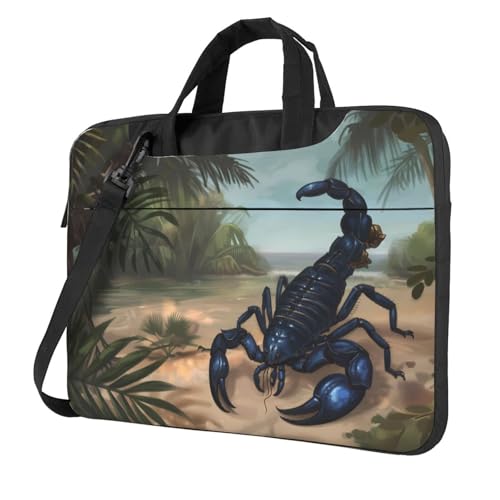 WZYWHJ Laptoptasche, 35,6 cm (14 Zoll), blauer Skorpiondruck, mit weichem Innenfutter, mehreren Taschen, ideal für Herren, Reisen und Business von WZYWHJ