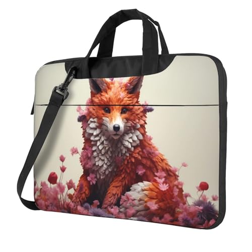 WZYWHJ Laptoptasche, 35,6 cm (14 Zoll), kreativer Fuchs-Skulpturdruck, mit weichem Innenfutter, mehreren Taschen, ideal für Männer, Reisen und Business von WZYWHJ