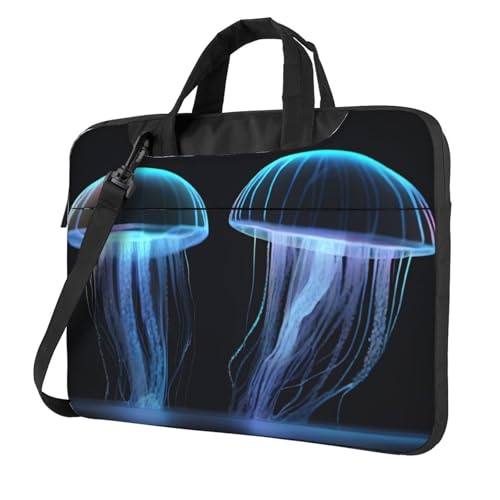 WZYWHJ Laptoptasche mit 13 Zoll (33 cm), transparent, mit Quallen, mit weichem Innenfutter, mehreren Taschen, ideal für Herren, Reisen und Business von WZYWHJ
