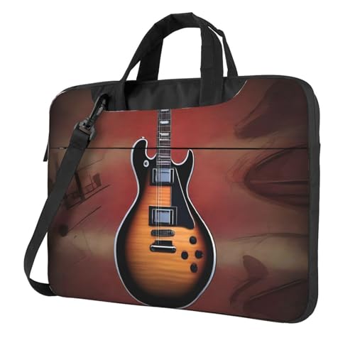 WZYWHJ Laptoptasche mit 35,6 cm (14 Zoll) Rock-Gitarren-Druck – mit weichem Innenfutter, mehreren Taschen – ideal für Männer, Reisen und Business von WZYWHJ
