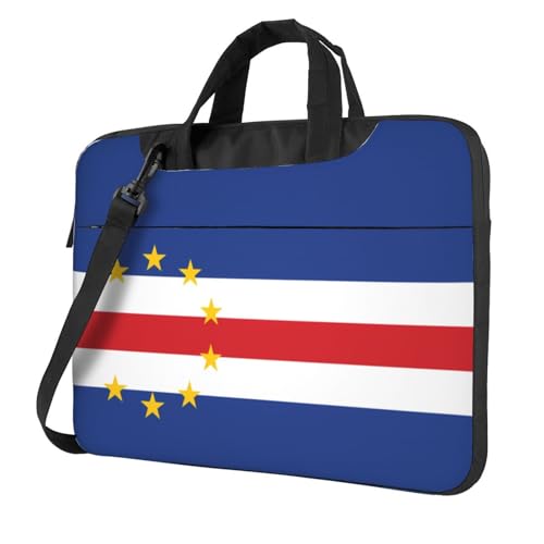WZYWHJ Laptoptasche mit Aufdruck der Flagge von Kapverden, mit weichem Innenfutter, mehreren Taschen, ideal für Herren, Reisen und Business, Schwarz, 35,6 cm (14 Zoll) von WZYWHJ