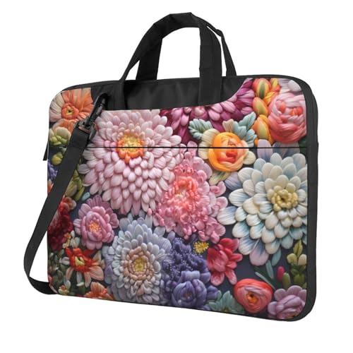 WZYWHJ Laptoptasche mit Blumenmuster, 33 cm (13 Zoll), mit weichem Innenfutter, mehreren Taschen, ideal für Herren, Reisen und Business von WZYWHJ