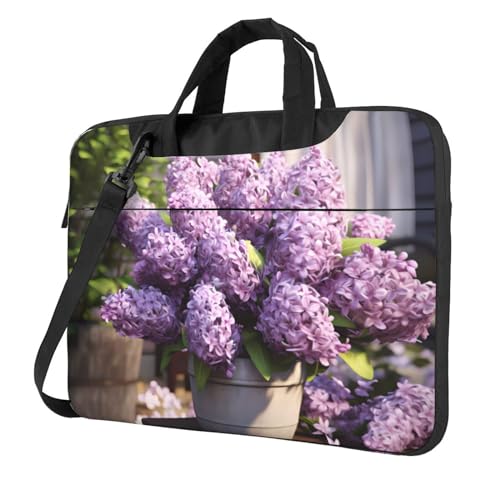 WZYWHJ Laptoptasche mit Blumenmuster, mit weichem Innenfutter, mehreren Taschen, ideal für Herren, Reisen und Business, Schwarz, 35,6 cm (14 Zoll) von WZYWHJ