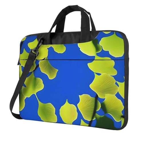 WZYWHJ Laptoptasche mit Ginkgo-Biloba-Druck, 35,6 cm (14 Zoll), mit weichem Innenfutter, mehreren Taschen, ideal für Herren, Reisen und Business von WZYWHJ
