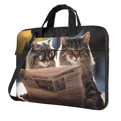 WZYWHJ Laptoptasche mit Katzenmotiv, 33 cm (13 Zoll), mit weichem Innenfutter, mehreren Taschen, ideal für Männer, Reisen und Business von WZYWHJ