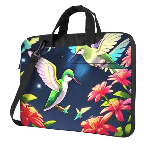 WZYWHJ Laptoptasche mit Kolibri-Motiv, 35,6 cm (14 Zoll), mit weichem Innenfutter, mehreren Taschen, ideal für Herren, Reisen und Business von WZYWHJ