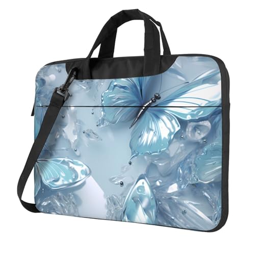 WZYWHJ Laptoptasche mit Kristall-Schmetterling-Druck, 33 cm (13 Zoll), mit weichem Innenfutter, mehreren Taschen, ideal für Herren, Reisen und Business von WZYWHJ